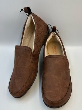 J Sport Lisa Brown Slip On Shoe Faux Leather & Fur Cushion Comfort Womens 6.5M